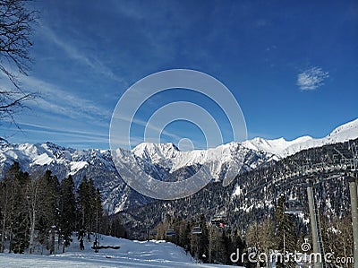 Ski, snowboard resort Stock Photo