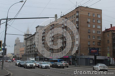 The City of Moscow. Red Presnya Street. Editorial Stock Photo