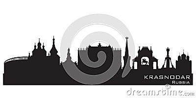 Krasnodar Russia city skyline vector silhouette Vector Illustration