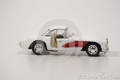Krasnogorsk, Russia - January 2019: Collectible toy car Chevrolet Corvette 1957 Editorial Stock Photo