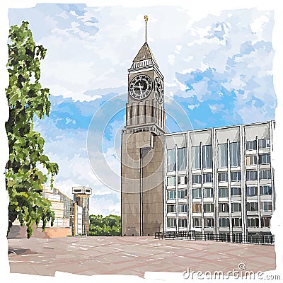 Krasnoyarsk Big Ben Stock Photo