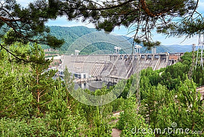 Krasnoyarsk Dam is powerful Siberian hydroelectric power Stock Photo