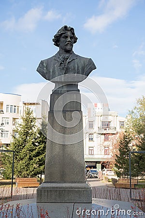 Bust of the artist Surikov in the same name park on the Lenin Street Editorial Stock Photo