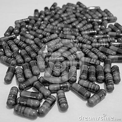 Kre-Alkalyn EFX purple color. Capsule supplements for sports fitness and gym. Editorial Stock Photo