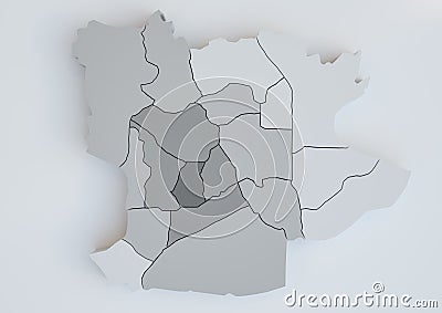 Krefeld and his districts - 3D Rendering Stock Photo