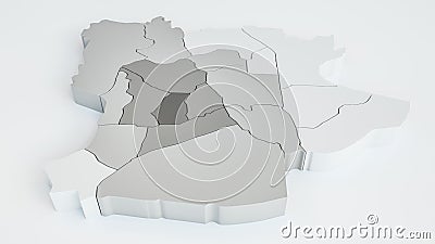 Krefeld and his districts - 3D Rendering Stock Photo