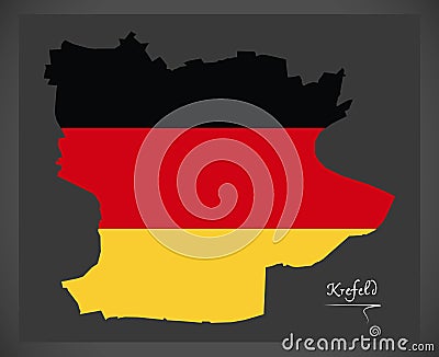 Krefeld map with German national flag illustration Vector Illustration