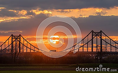 Krefeld Uerdingen Bridge, North Rhine Westphalia, Germany Stock Photo