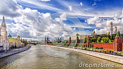 Kremlin embankment in summer in Moscow Stock Photo