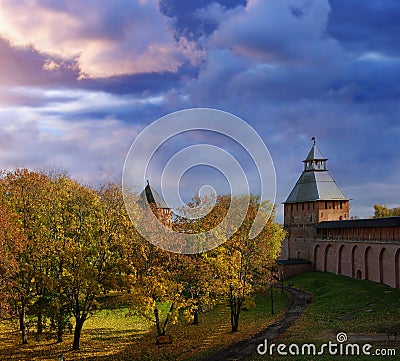 Kremlin in Novgorod Vector Illustration