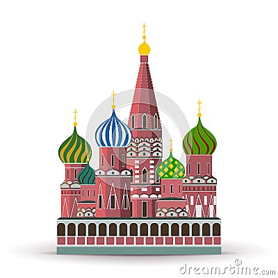 Kremlin, St. Basil Cathedral Vector Illustration