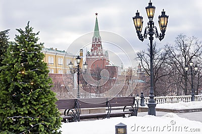 Kremlin tower, lantern, Moscow in winter Stock Photo