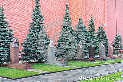 Kremlin Wall Necropolis. Iosif Vissarionovich Stalin tomb. Editorial Stock Photo