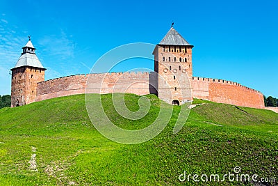 The Kremlin walls in Veliky Novgorod Stock Photo