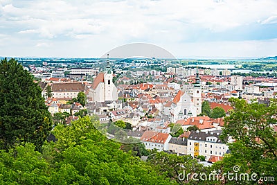 Krems in Lower Austria. View to Piaristenkirche and Dom der Wachau church Stock Photo