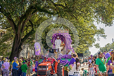 Krewe of Carrollton Mardi Gras Parade in Uptown New Orleans Editorial Stock Photo