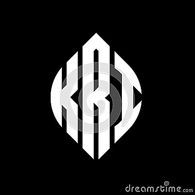 KRI circle letter logo design with circle and ellipse shape. KRI ellipse letters with typographic style. The three initials form a Vector Illustration