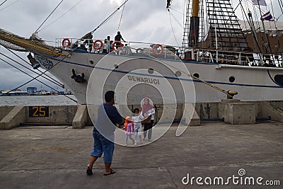 KRI Dewaruci Stop in Port of Tanjung Emas in Semarang Editorial Stock Photo