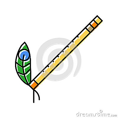 krishna flute hinduism color icon vector illustration Cartoon Illustration
