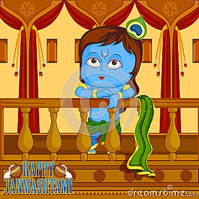 Krishna Janmashtami background Vector Illustration