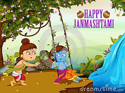 Krishna Janmashtami background Vector Illustration