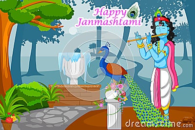 Krishna Janmashtami Background Vector Illustration