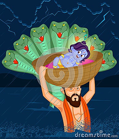 Krishna Janmashtami Vector Illustration