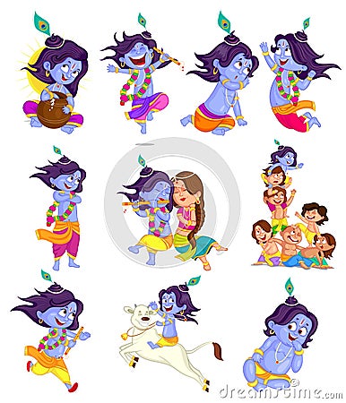 Krishna Janmashtami Vector Illustration