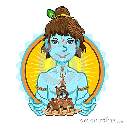 Krishna Janmashtami Dahi Handi Illustration Vector Illustration