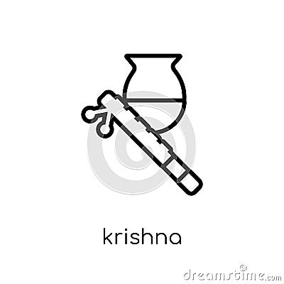 Krishna Janmashtami icon. Trendy modern flat linear vector Krishna Janmashtami icon on white background from thin line india coll Vector Illustration