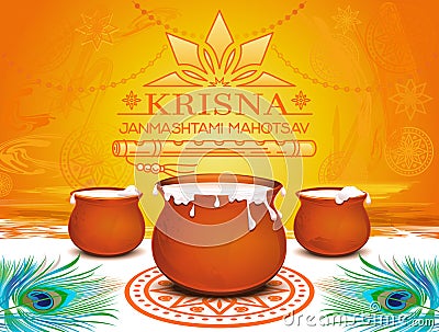 Krishna Janmashtami Mahotsav. Hindu Indian Vector Illustration