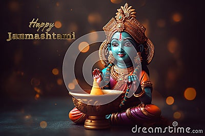 Krishna janmashtami, yearly Hindu festival that celebrates the birth of Krishna, the eighth incarnation of Vishnu Stock Photo