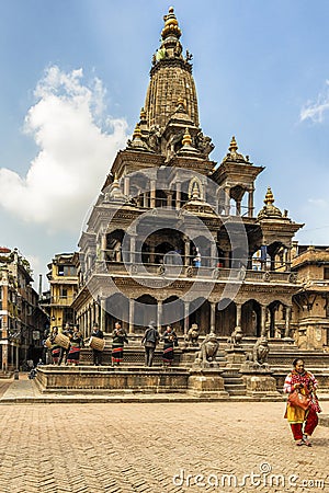 Krishna Mandir Temple in Patan Durbar Square in Kathmandu, Nepal Editorial Stock Photo