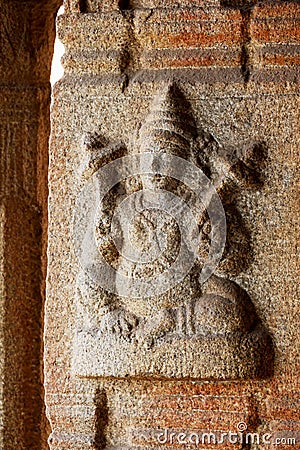 Stone Bas-relief, Krishna or Balakrishna Temple, Hampi near Hospete, Karnataka, India Stock Photo