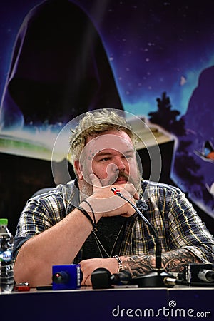 Kristian Nairn (Hodor, Game of Thrones) at a press conference Editorial Stock Photo