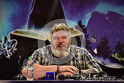 Kristian Nairn (Hodor, Game of Thrones) at a press conference Editorial Stock Photo