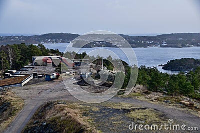 Kristiansand Cannon Museum, WW2 German gun emplacement. 20m long gun weighing 110 tonnes. Editorial Stock Photo