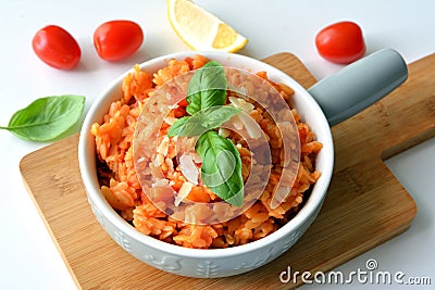 Greek pasta shape of rice. Greek version of Italian Orzo Stock Photo