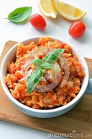 Greek pasta shape of rice. Greek version of Italian Orzo Stock Photo