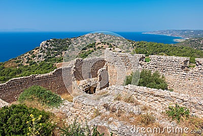 Kritinia Castle. Rhodes, Greece Stock Photo