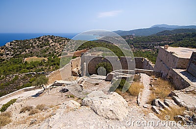 Kritinia castle on Rhodes island, Greece Stock Photo