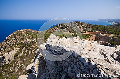 Kritinia castle on Rhodes island, Greece Stock Photo