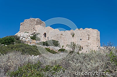 Kritinia Castle, Rhodes island, Greece. Editorial Stock Photo