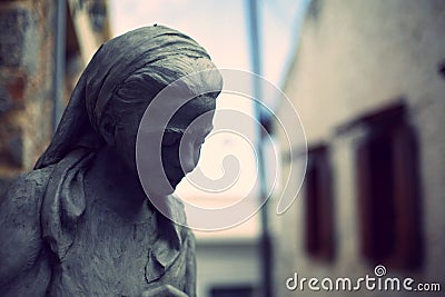 Sculpture Of Young Girl In Kritsa, Aegean coast, Crete, Greece Stock Photo