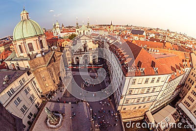 Krizovnicke namesti square at sunset. Prague, Czech Republic Editorial Stock Photo