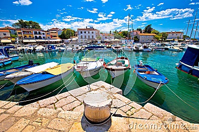 Krk. Town of Malinska harbor and waterfront view Stock Photo