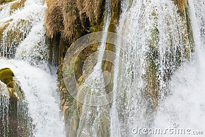 Krka, Sibenik, Croatia - Spindrift of a waterfall at Krka Stock Photo