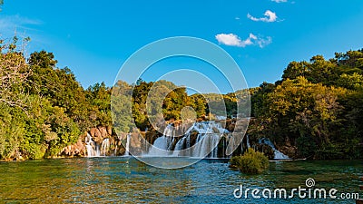 KRKA waterfalls Croatia during summer, krka national park Croatia on a bright summer evening in the park Stock Photo