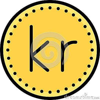 Krona or Krone coin, name of currency Vector Illustration