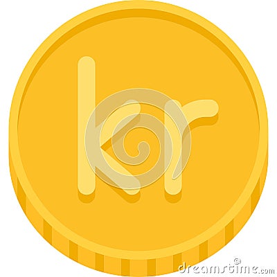 Krona or Krone coin, name of currency Vector Illustration